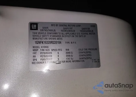 2008 Chevrolet Suburban 1500 Ltz from USA, damaged, VIN 1GNFK16328R220184